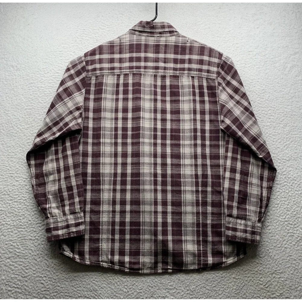 The North Face Button Up Shirt Mens Large L Maroon Gray Plaid Hiking Outdoors